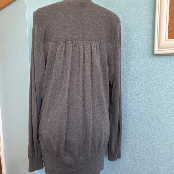 Banana Republic Gray Tie-Front Deep V Sweater Sz. XL (1) - Picture 5 of 11
